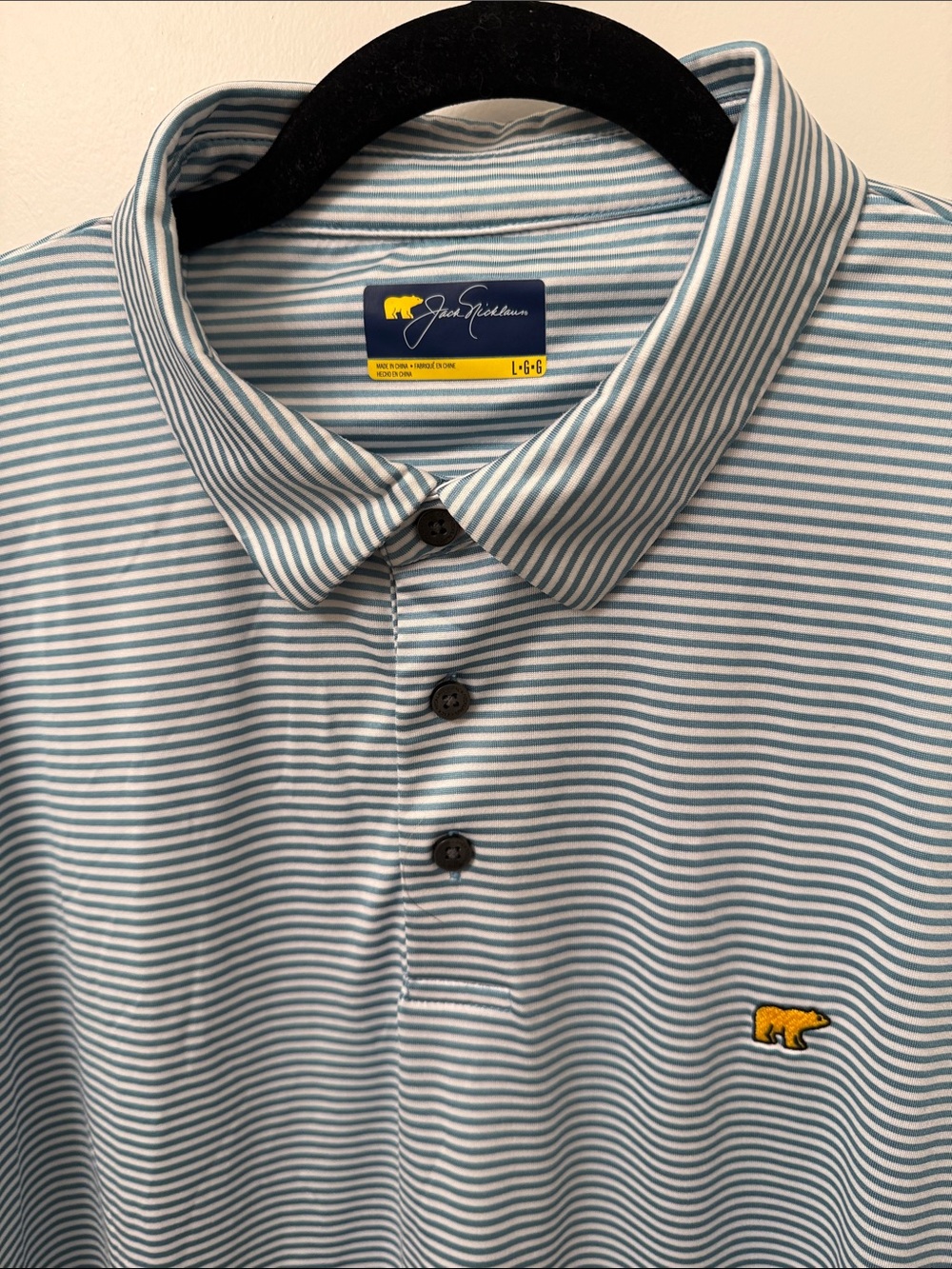 Men's Jack Nicklaus Striped Light Blue & White Polo